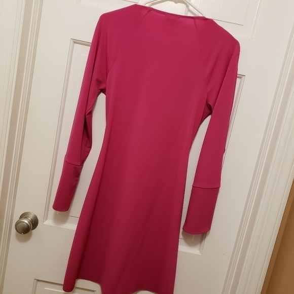 Moda International Women's Pink V-Neck Long Sleeve A-Line Pleated Dress … - Picture 12 of 12